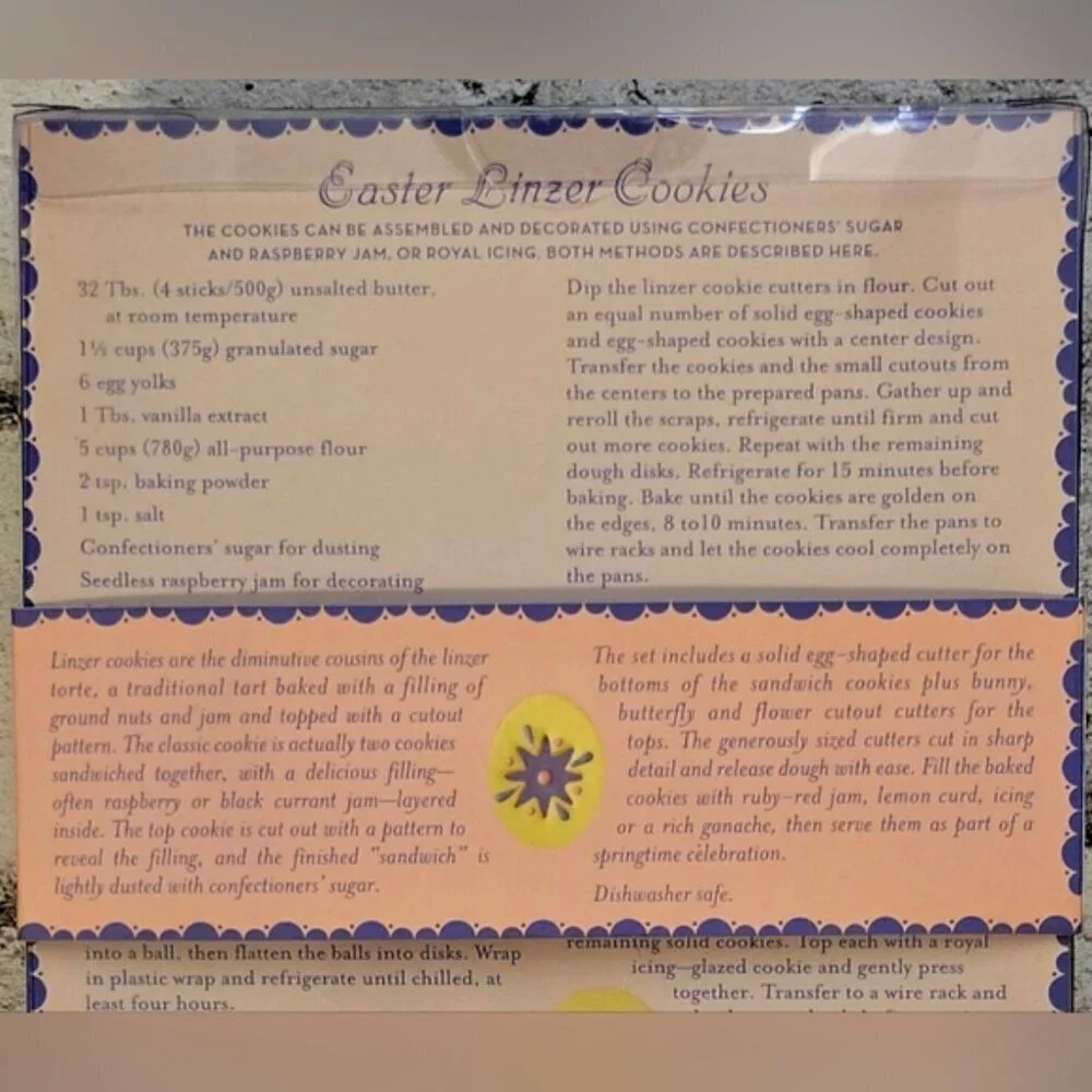 2005 William Sonoma Easter Linzer Cookie Cutters Set of Four
